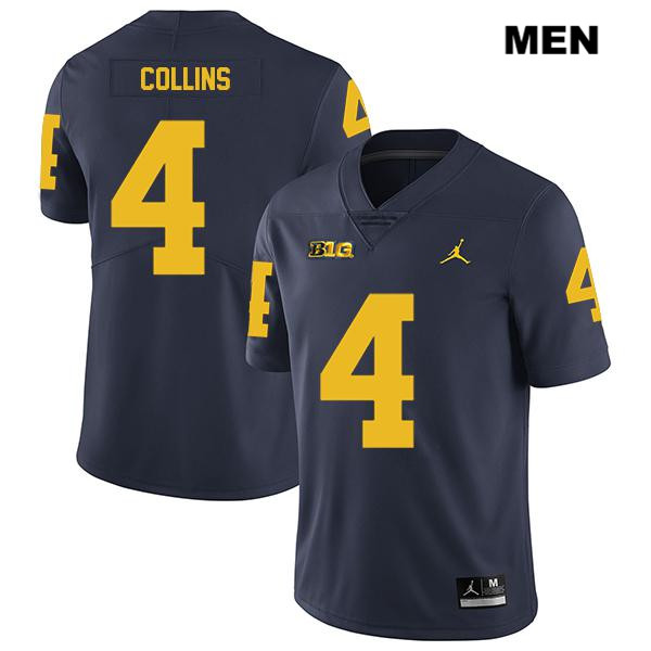 Men's NCAA Michigan Wolverines Nico Collins #4 Navy Jordan Brand Authentic Stitched Legend Football College Jersey WB25W67KR